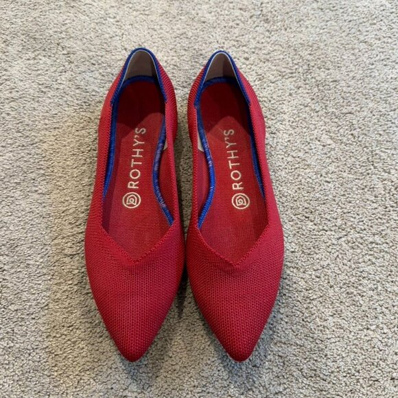 Like New Red Rothy's Point Pointed Toe Flats Size 7.5 - Picture 1 of 3